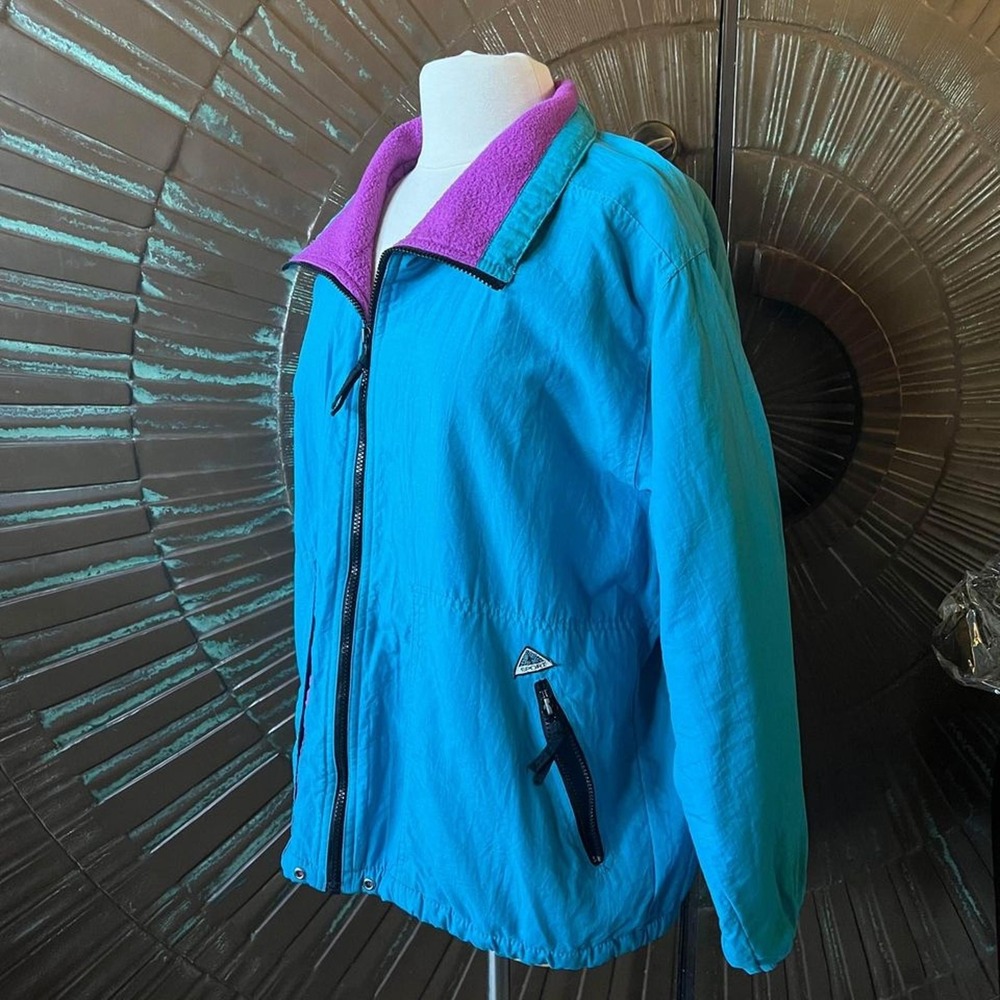 Vintage Pacific Trail Sport Windbreaker Jacket Teal Purple Fleece Lined‎ Large